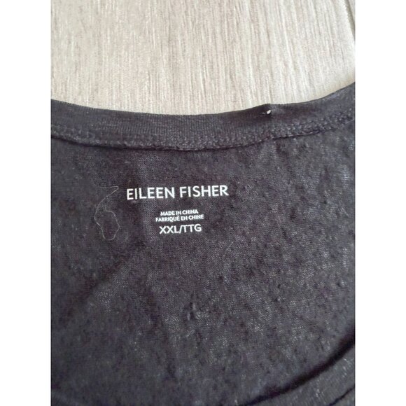 EILEEN FISHER Black 100% Organic Linen Scoopneck Tank Top Size XXL - Picture 5 of 5